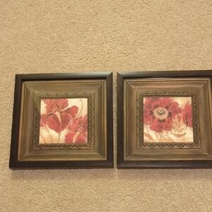 Elegant Floral Wall Art Set in Brown Frames